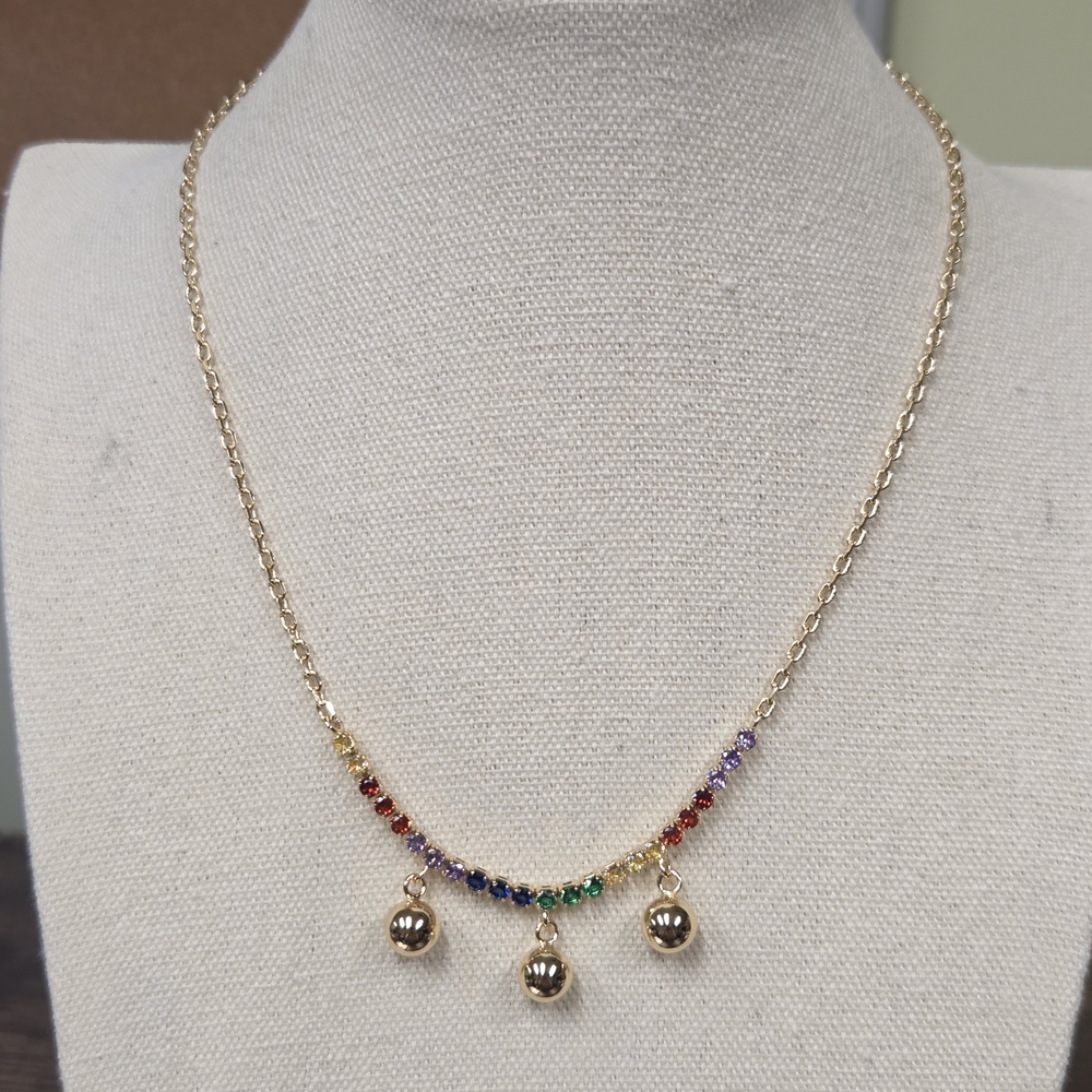 18k Gold Plated Rainbow Tennis Necklace